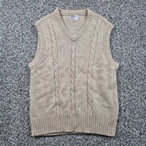 Vintage Montgomery Ward Cable Knit Vest Mens Size Large Cream/Beige‎